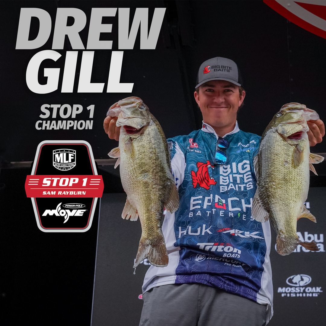 TackleWarehouse's tweet photo. Taking home the title and 🏆. @DrewGillFishing is the Champion at the MLF Stop 1 of the Tackle Warehouse Invitationals on Sam Rayburn Reservoir Presented by Power-Pole MOVE with a 69-6 total.

#TackleWarehouse #TWInvitationals | #MLF #SamRayburn https://t.co/gqos8F8ttM