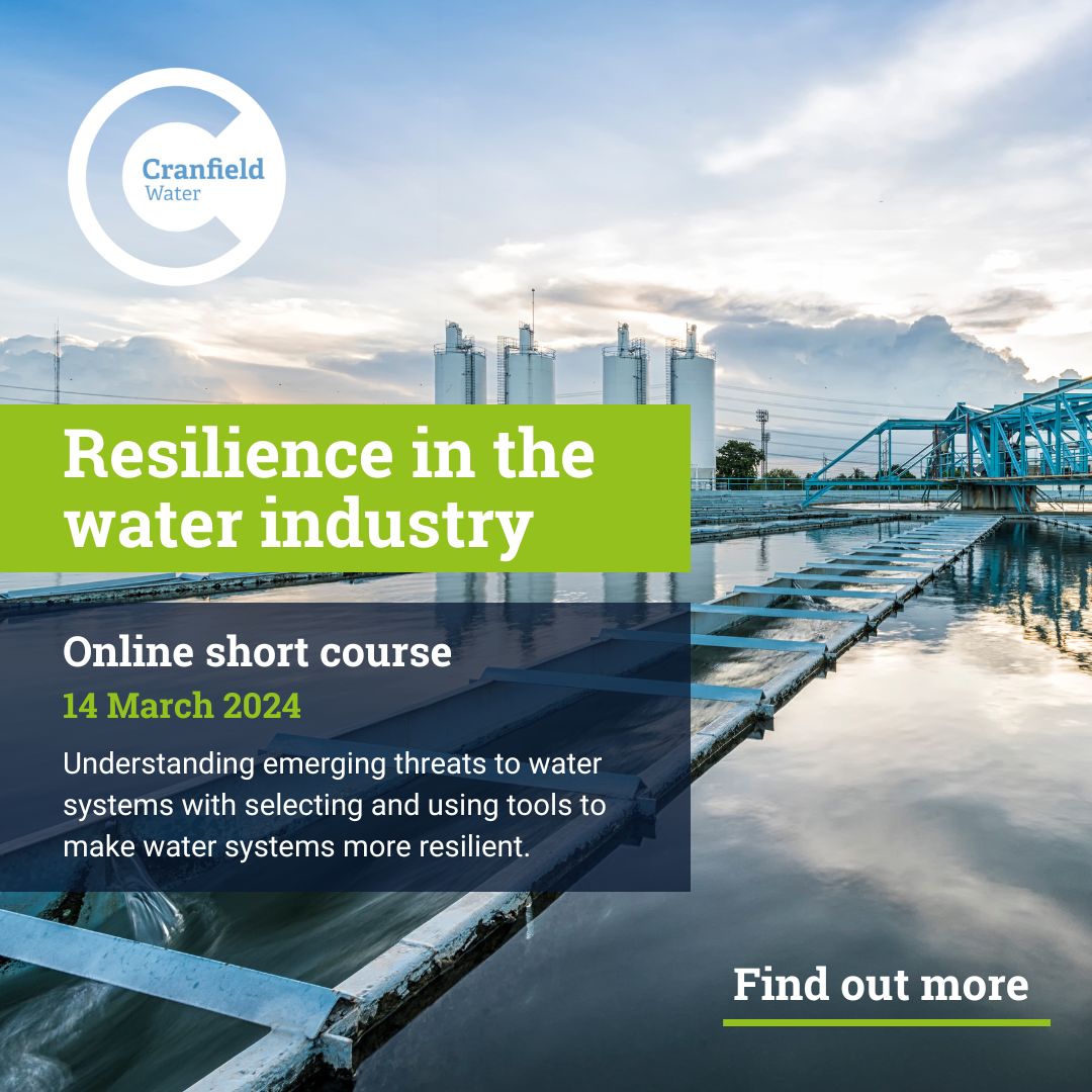 Strengthen your expertise with the Resilience in the water industry online course. An introduction to the concept of resilience as the emergent property of water systems to withstand disruptive events like the current climate crisis. Join us online: cranfield.ac.uk/courses/short/…