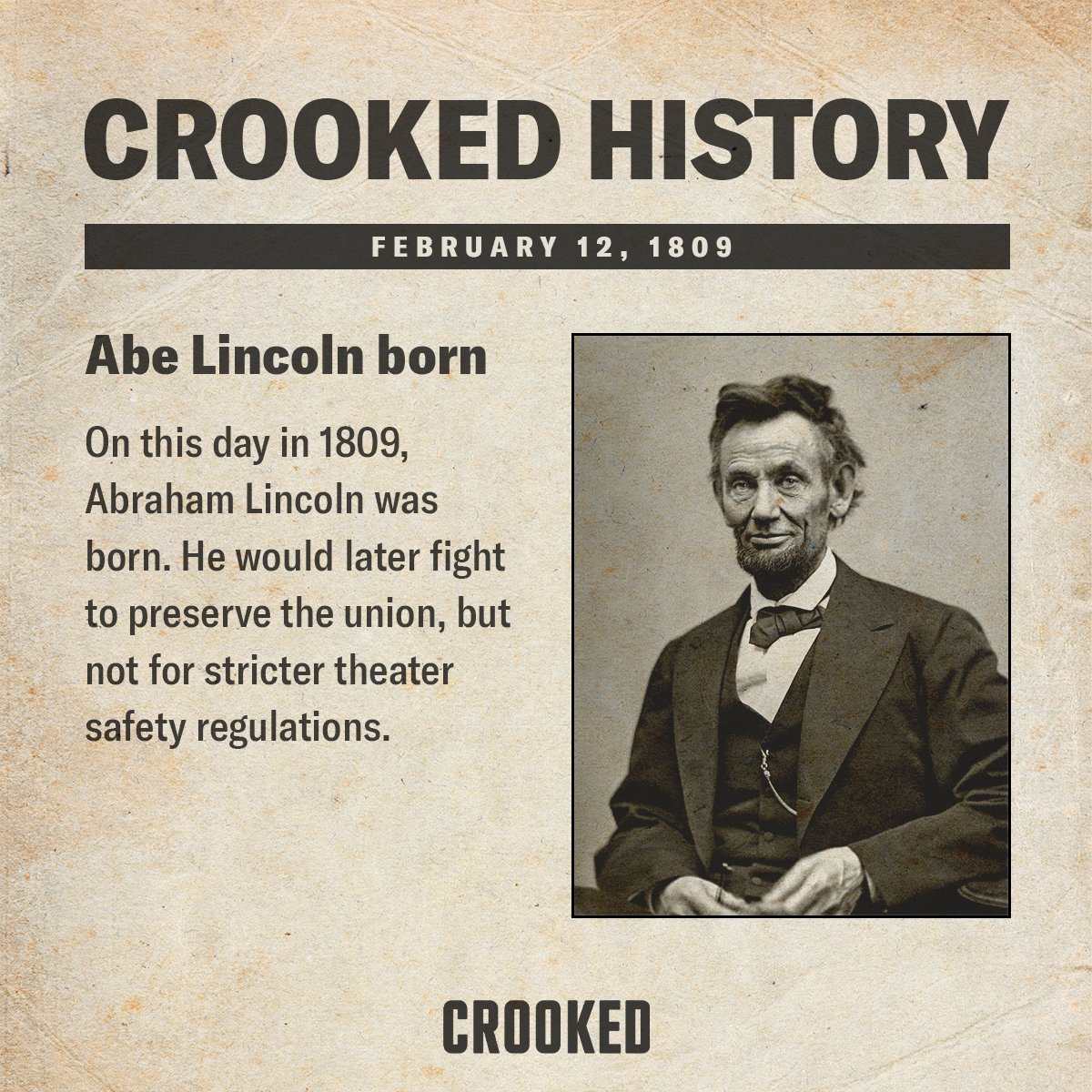 Happy birthday, Honest Abe!
#AbeLincoln #CrookedMedia #CrookedHistory