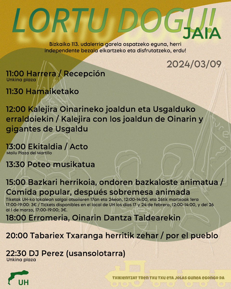 Martxoak 9, LORTU DOGU! Jaia
Etorri gurekin ospatzera!