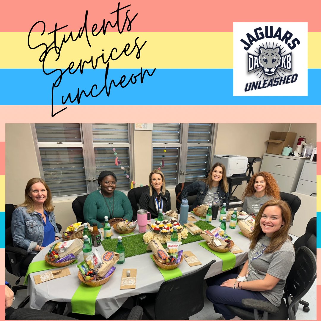 DevonAireK8's tweet photo. In honor of #StudentServicesWeek, our administration provided lunch for the wonderful & dedicated Student Services staff at the Aire #DAK8YourBestChoice #YourBestChoiceMDCPS #jaguarsunleashed @DevonAireK8 @MDCPSSouth @MDCPS @SuptDotres https://t.co/e148Avs1e2
