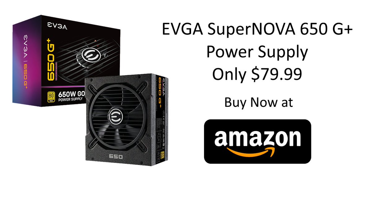 Get the EVGA SuperNOVA 650 watt G+ Power Supply at Amazon for only $79.99! For a limited time and while supplies last. amazon.com/gp/product/B07…