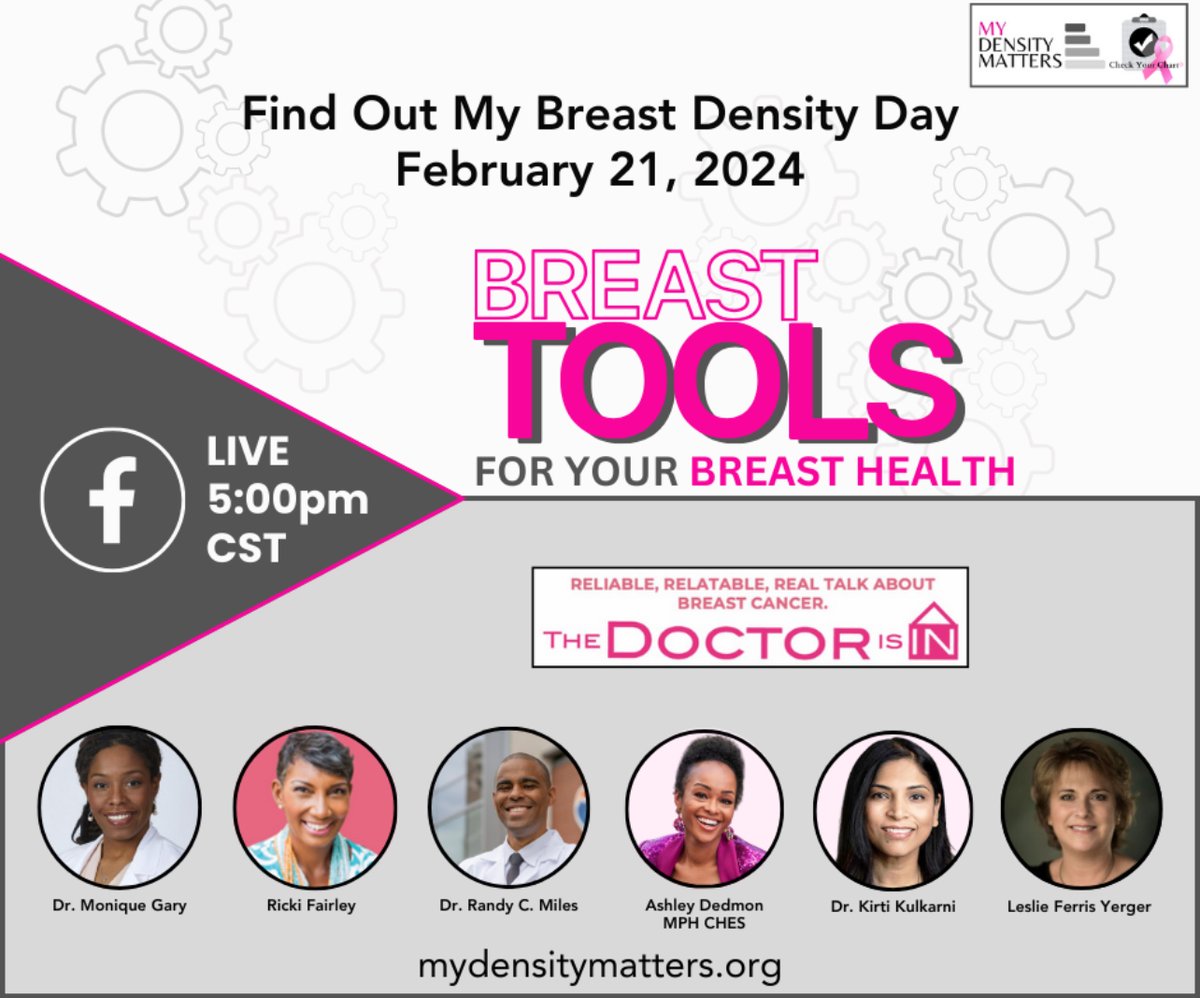 Upcoming: 'Find Out My Breast Density Day' is 2/21. Watch the Facebook Live that day to hear from experts including Dr Kirti Kulkarni @UChicagoMed @UChicagoBreast @UChicagoBRA @mydensitymatter #breastcancer #densebreasts #mydensitymatters #densitytime #bcsm