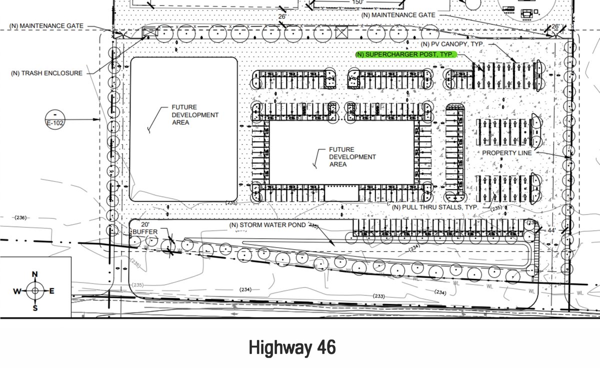 MarcoRPi1's tweet photo. The worldβs new largest Supercharger is coming soon to Kern County, California!!
By my count, 164 charging stalls are planned as part of a new Microgrid project off I-5 near Lost Hills. The site will include 16 pull-through chargers, and solar canopies above every parking stall. https://t.co/R9T4XtHecz