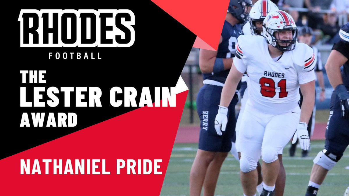 RhodesFootball's tweet photo. Congratulations to @nathaniel_pride on winning the @RhodesFootball Lester Crain Award, awarded at our banquet over the weekend. The award is given to the Senior who most exemplifies the highest qualities of leadership and commitment to his teammates #RollLynxRoll #PLP https://t.co/C8q0x5KUlF