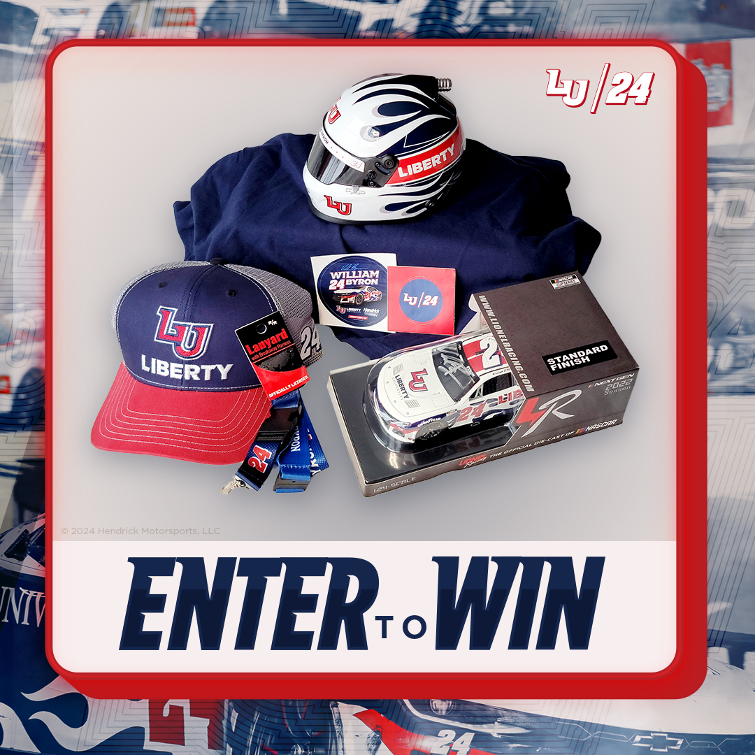 Liberty University (@libertyu) on Twitter photo Daytona has a victory in store for @Hendrick24, and you can win too! Follow us and retweet for a chance to win a <a href="/WilliamByron/">William Byron</a> prize pack, including an
autographed die-cast car, hat, and miniature helmet! A winner will be selected on Feb. 20. Daytona has a victory in store for @Hendrick24, and you can win too! Follow us and retweet for a chance to win a <a href="/WilliamByron/">William Byron</a> prize pack, including an
autographed die-cast car, hat, and miniature helmet! A winner will be selected on Feb. 20.