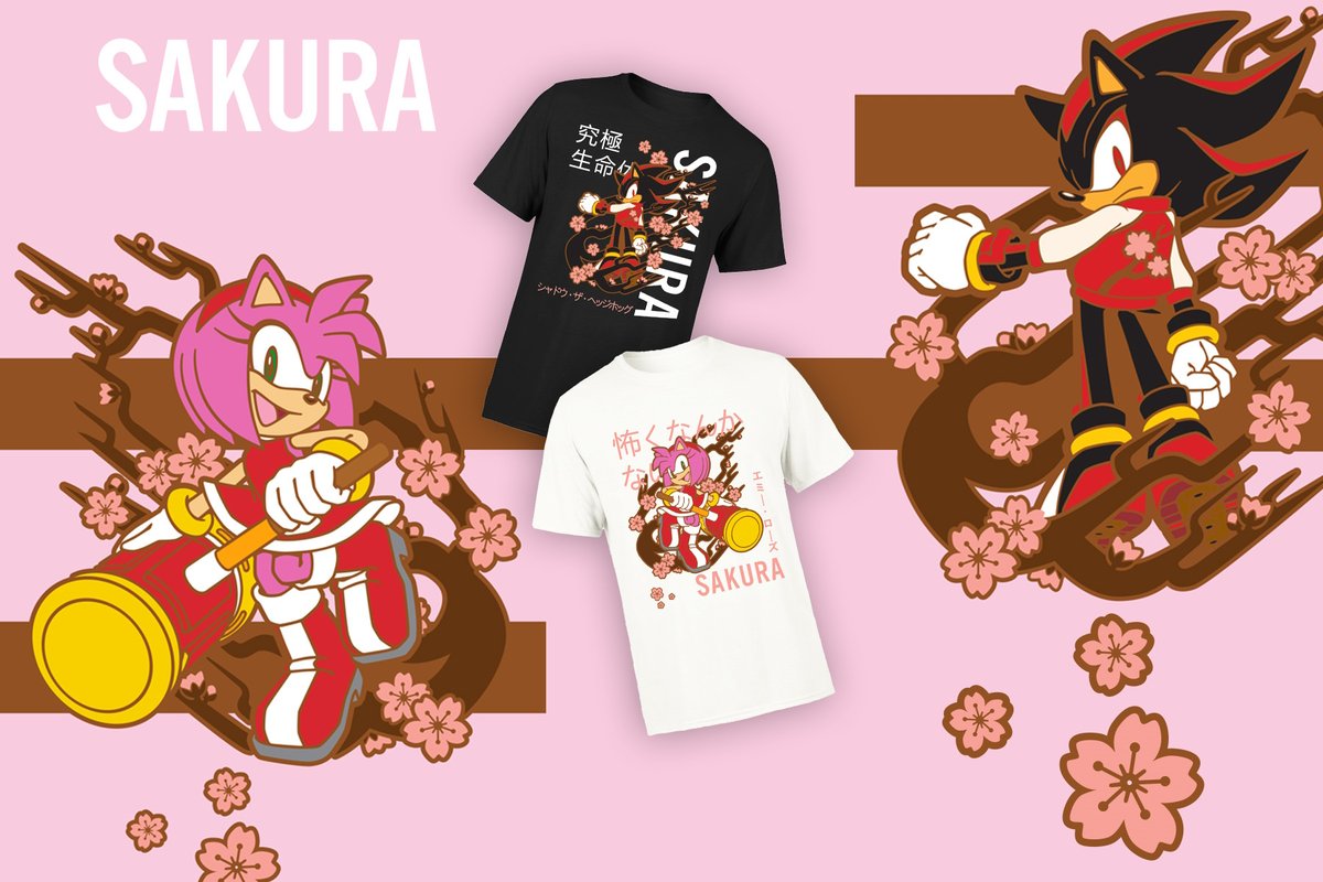 These suuuper pretty Shadow and Amy Rose Sakura T-Shirts have just