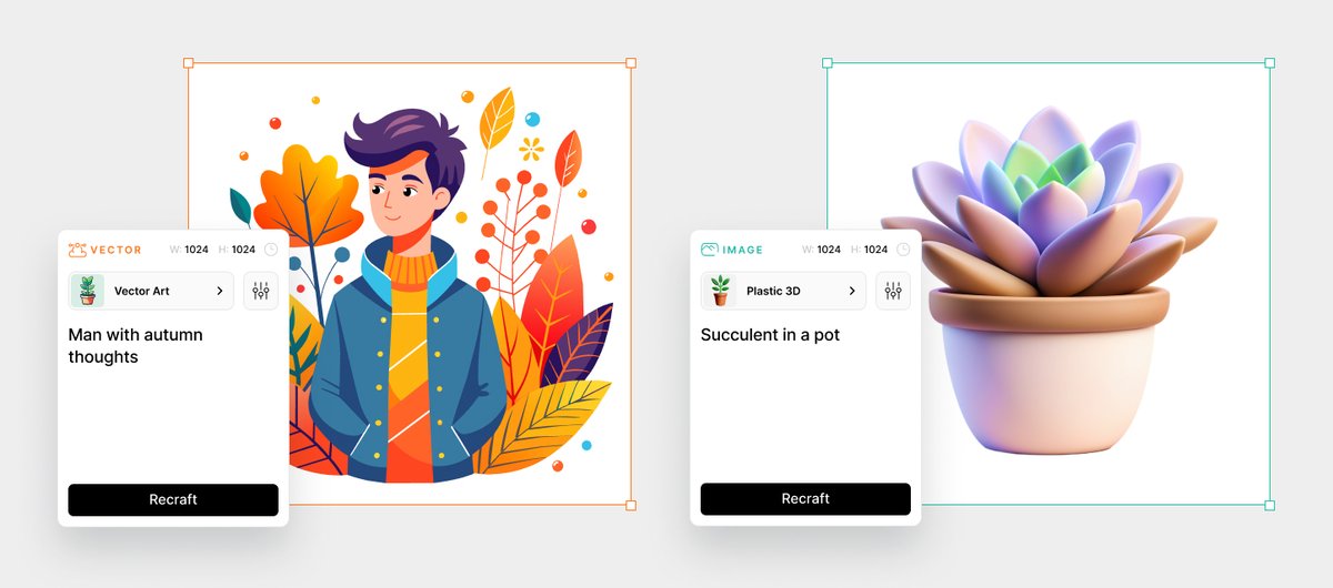 Open Recraft today and you'll see something very cool – layers are now color coded to make it super easy to differentiate them.   

Raster images are cyan, vector images are orange, frames are violet, and text is gray. Try it out!

recraft.ai