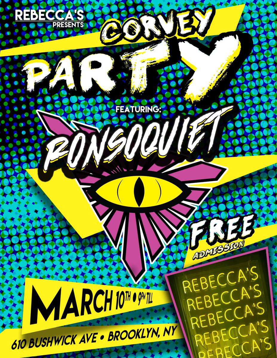 hipsterplugLLC's tweet photo. Corvey Party 👁️ March 10th @RonSoQuiet Spinning all night RSVP https://t.co/O5jas5BM77 https://t.co/QP1SB03Qz4