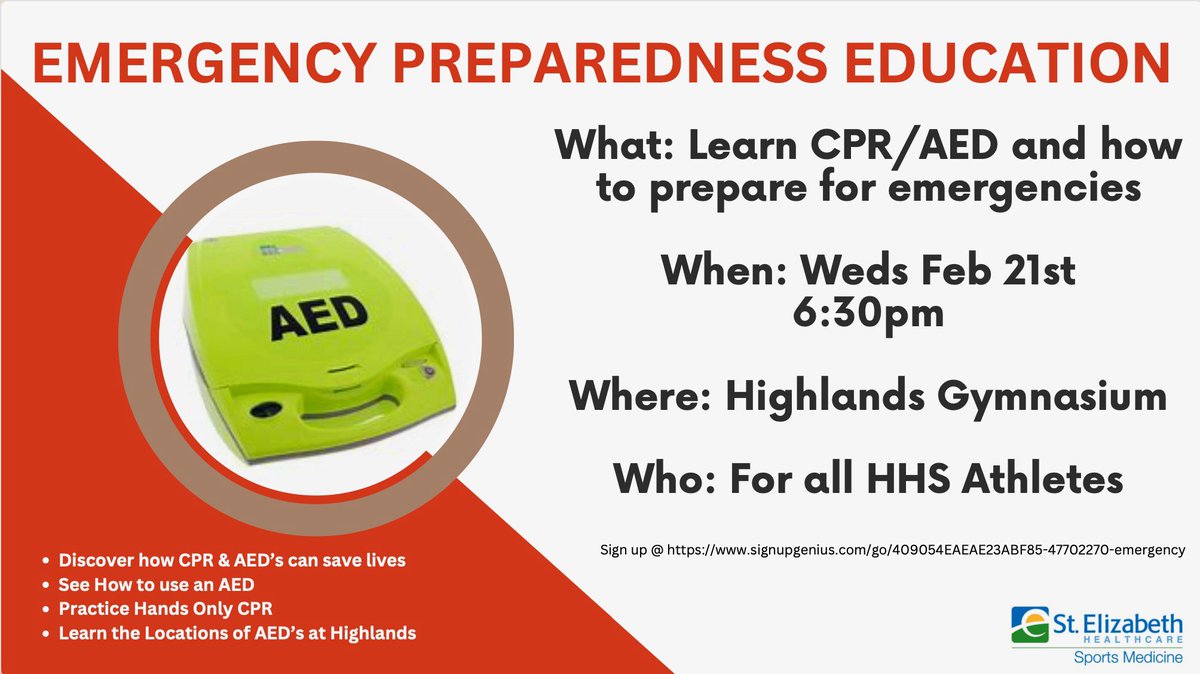 ‼️ FRIDAYS GAME‼️ 

February is Heart Healthy Month! Wear red, come support the Birds and learn how CPR/ AED’s can save lives. Link to sign up for the emergency preparedness education is in our bio!