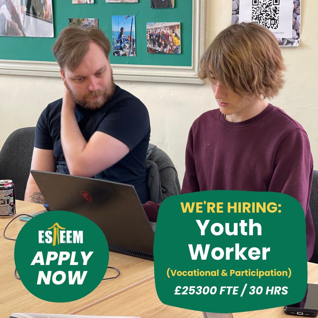 We're recruiting! 
Interested in helping young adults' personal and professional development and supporting our groundbreaking ESTEEM Team participatory group?

Have experience working with young adults in a strength-based way? Apply👉🏾 esteem.org.uk/esteem-jobs-bo…

#youthwork