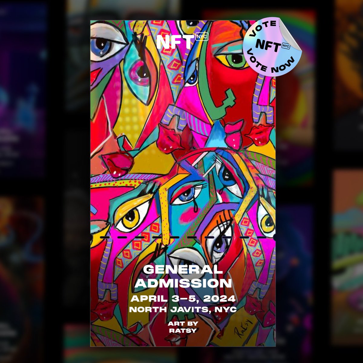 Ratsy's tweet image. Do Vote for my artwork to be featured on the NFT Tickets for #NFTNYC2024 nftnyc.tickets/I vote?tkt=167216358 
🙏🙏🙏🙏🙏