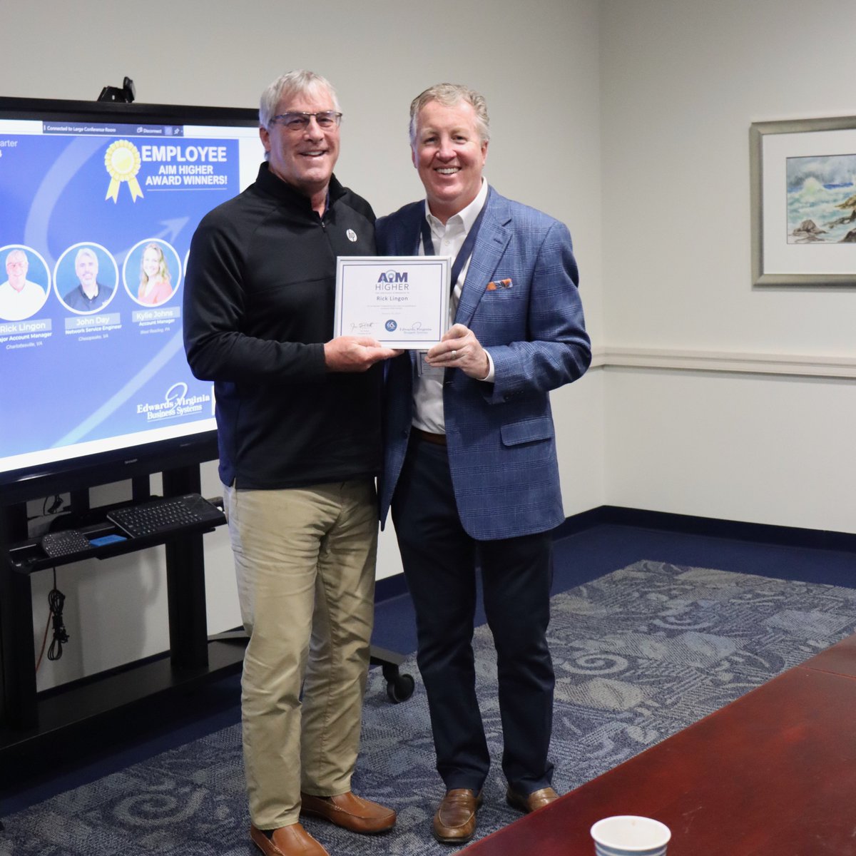 Congratulations to our quarterly AIM Higher Award winners, John Day and Rick Lingon! Thank you both for your outstanding commitment to upholding our company's values.