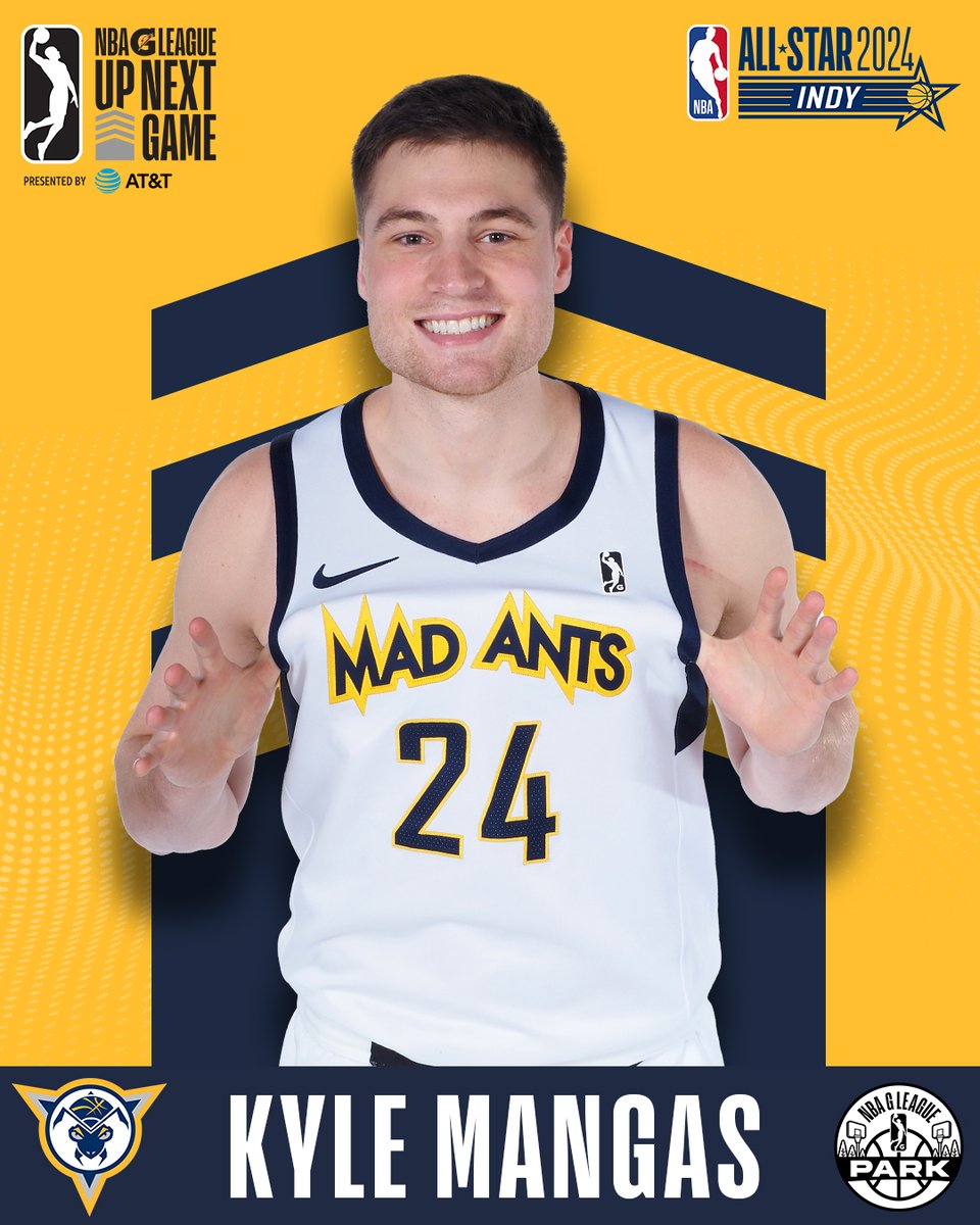 nbagleague's tweet photo. Kyle Mangas (@KMango2) is ready to represent @TheMadAnts in Indianapolis! The sharpshooting guard has been named to the #GLeagueUpNextGame presented by @ATT during #NBAAllStar, replacing Kenneth Lofton Jr. on Team Giraffe Stars. https://t.co/6jFsqpmhHA