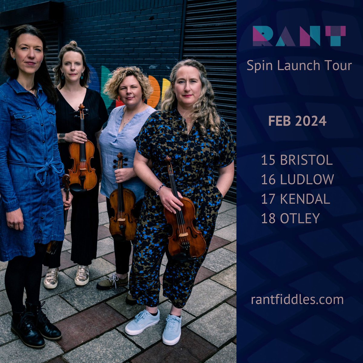 •BRISTOL / LUDLOW / KENDAL / OTLEY• We’re off south this week to launch SPIN at these brilliant venues: 15 - @NewRoomBristol 16 - @LudlowRooms 17 - @BACKendal 18 - @OtleyCourthouse Tickets - rantfiddles.com/live-dates