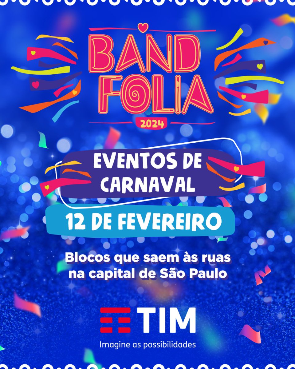 BandJornalismo's tweet photo. Acompanhe a folia em nossas redes sociais com a internet disponível no Test Drive TIM. São 30GB gratuitos para testar por até 30 dias. Confira condições em https://t.co/3o9EHiNDdI
#TestDriveTIM #BandFolia #EutoNaBand
Oferecimento: @TIMBrasil https://t.co/TFWVBm0BjW