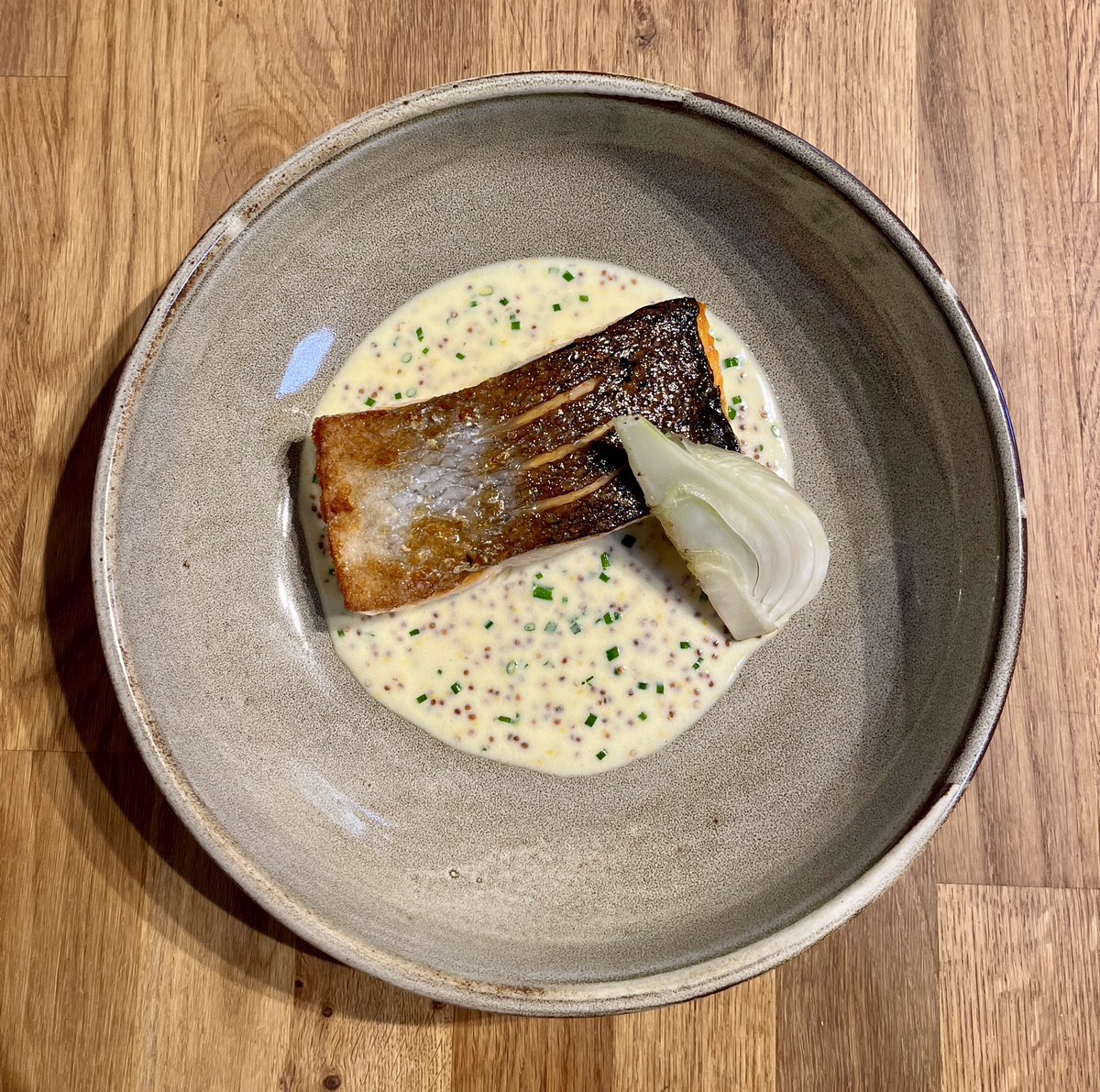 Scottish salmon, confit fennel, whole grain mustard cream at PLATES by MB.

#fish #seafood #Scottish #salmon