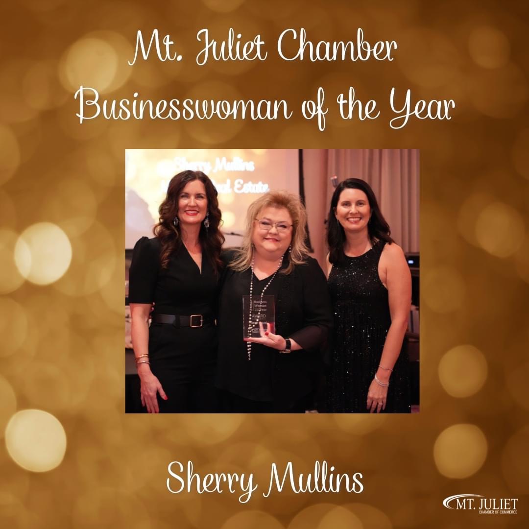 MullinsRealty's tweet photo. Our Principal Broker/Owner, Sherry Mullins, received the Business Woman of the year award on Friday night from Mt. Juliet Chamber of Commerce!! 👏 This award is so well deserved and we are thankful for your leadership in our Company and in our Community! 💙 https://t.co/kwonz1Zorh