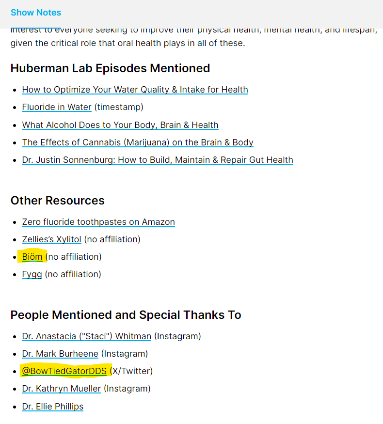 It was brought to my attention this morning that a certain brand (<a href="/BetterBiom/">biöm</a>) was featured in the notes section of Andrew Huberman's latest oral health podcast.

What can we learn from this?

Every brand owners dream is to get a shout out from a big named celebrity.  It rarely
