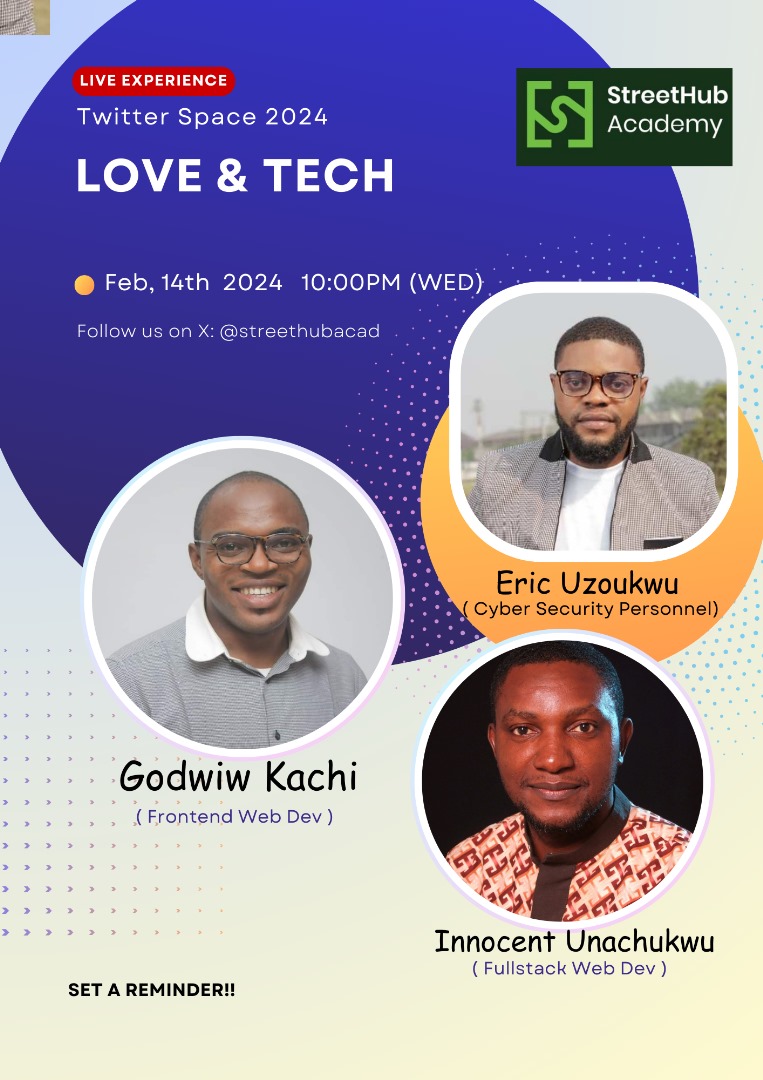 StreethubAcad's tweet photo. Our upcoming Space will be an open space for everyone to take the mic and share with us how Tech has affected their life, career experiences, how to strike a balance and the right decisions to take.

It'll be fun. Please share and set a reminder.

https://t.co/As4wiqoI4y https://t.co/KhhILo1syf