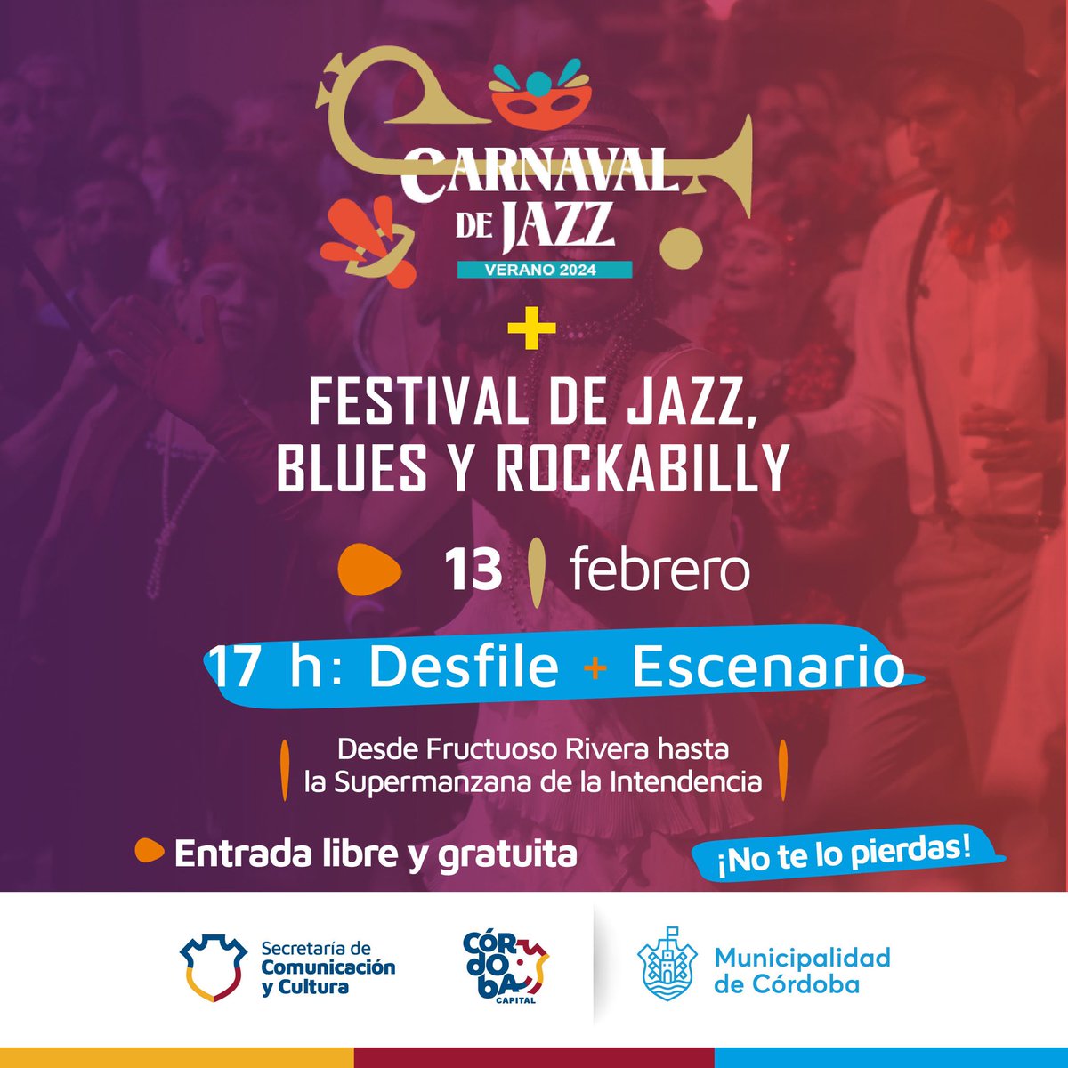 #ATENCIÓN | 📣 Por cuestiones climáticas, el #CarnavalDeJazz se reprograma para mañana a las 17:00 horas. 

🎊 El típico desfile será por la calle Belgrano y los conciertos serán en el escenario montado en Paseo Sobremonte.

📱 Más info: bit.ly/3SFj8DW