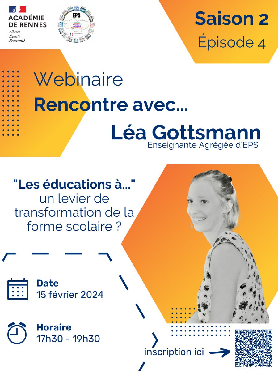 4⃣ ème Webinaire #EPS @acrennes 
'Rencontre avec Léa Gottsmann' 

🗓️RDV jeudi 15 février à 17h30 👩‍💻🧑‍💻
@GottsmannLea @ENSRennes2SEP  @ENSRennes @VIPS_2
#EAFC Rennes