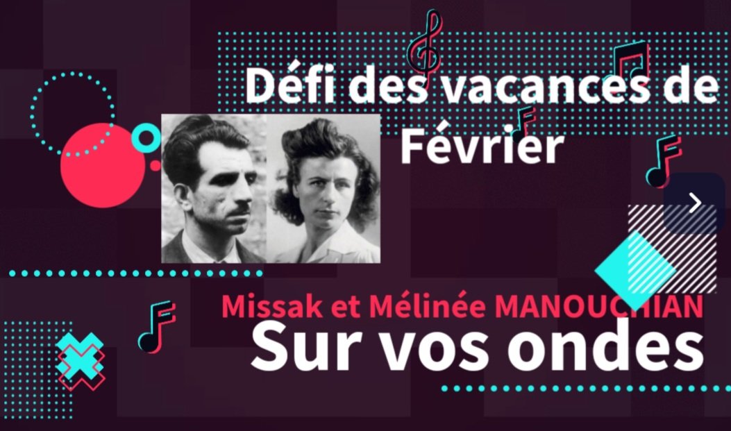 carine_combe's tweet photo. Le défi des vacances est prêt pour les #ClassesdeCycle4...
En lien avec l'actualité et la #simulationglobale de l'année autour de la Radio et de la musique...
#Manouchian #Pantheonisation
👇https://t.co/aLJfiIIheg https://t.co/vU2qFnDUb4