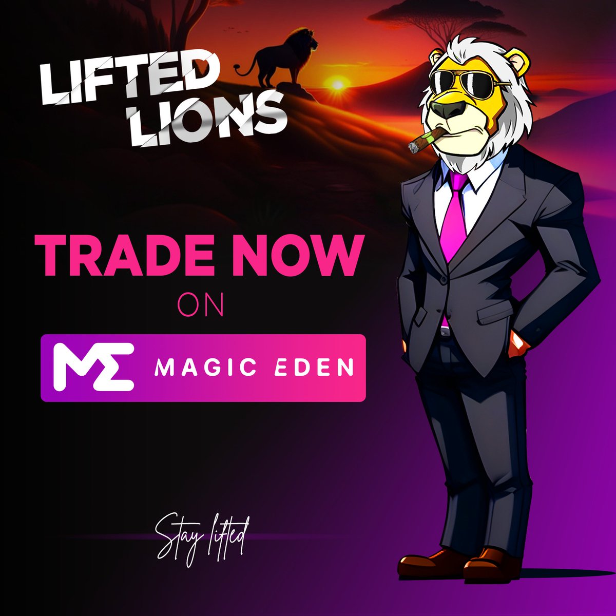 Lifted Lions NFTs are available on <a href="/MagicEden/">Magic Eden 🪄</a> #Solana #SolanaNFT #SolanaNFTs