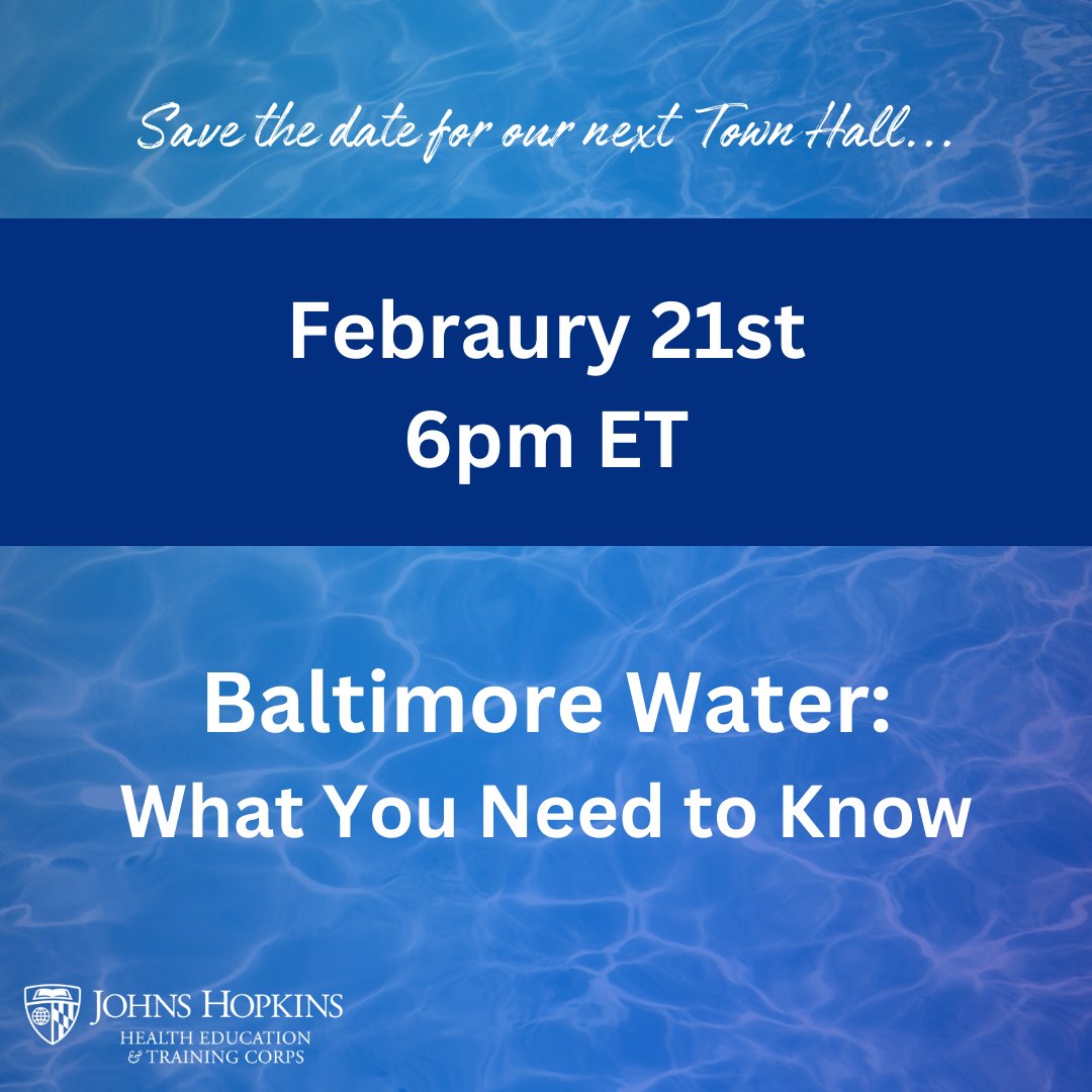 Save the date! February 21st at 6pm! Join us for HEAT Corps' upcoming town hall where we'll discuss the ongoing initiatives to identify & replace lead pipes in Baltimore. Discover the collaborative efforts underway to tackle this urgent issue & have your questions answered live!