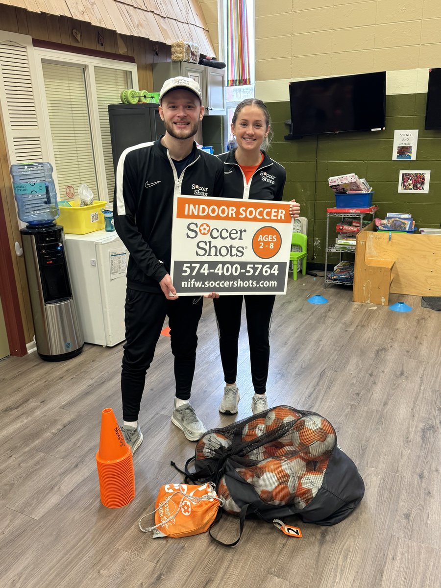 Coach Blake and Coach Grace can’t wait to kickoff winter soccer tomorrow with Young Minds Development Center! ⚽️

Visit us online 🔗 at soccershots.com/northernindiana to enroll your child in one of our soccer 🏝️ locations today!