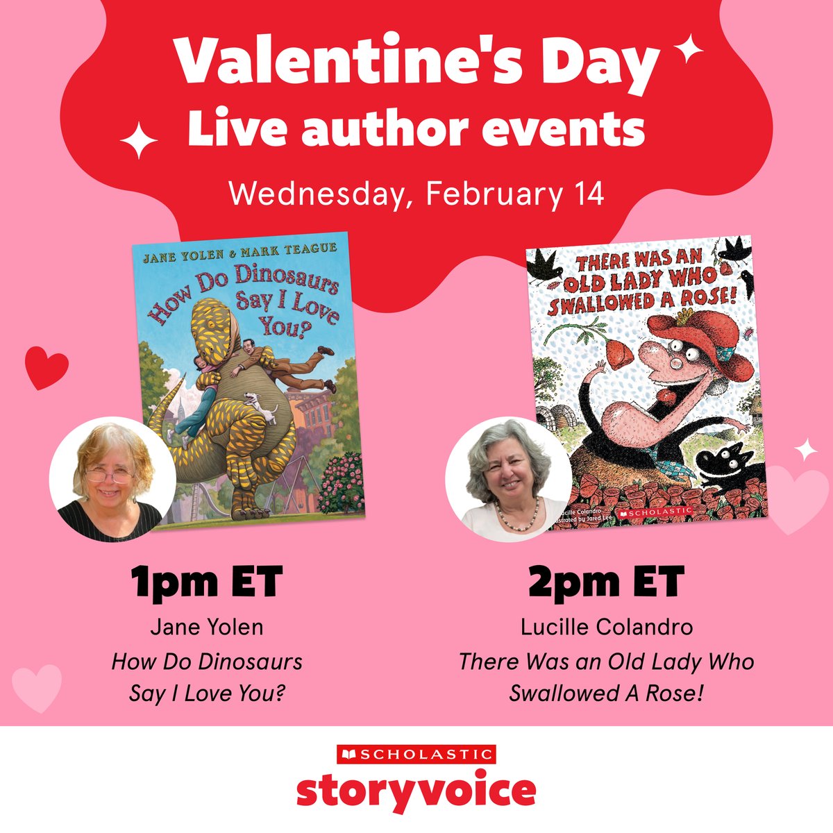 Love read-alouds? Tune in this Wednesday for back-to-back live author events celebrating Valentine's Day! 💻 storyvoice.scholastic.com