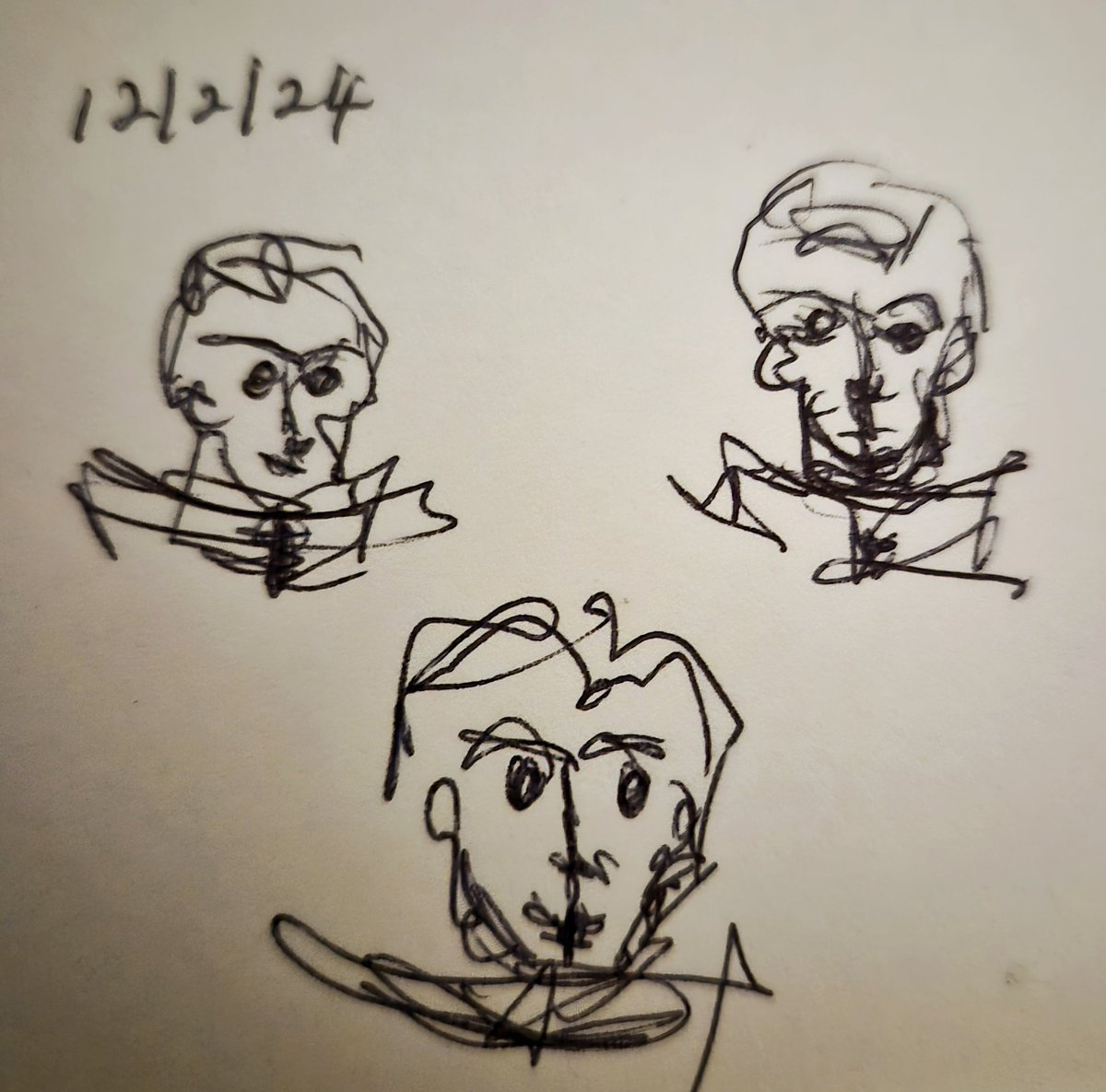 Karen_acts's tweet photo. Three together tonight. Each is no bigger than my thumb nail. xx #tinyfaces #myart #birosketch #channeledart https://t.co/wJ36ovr1BN