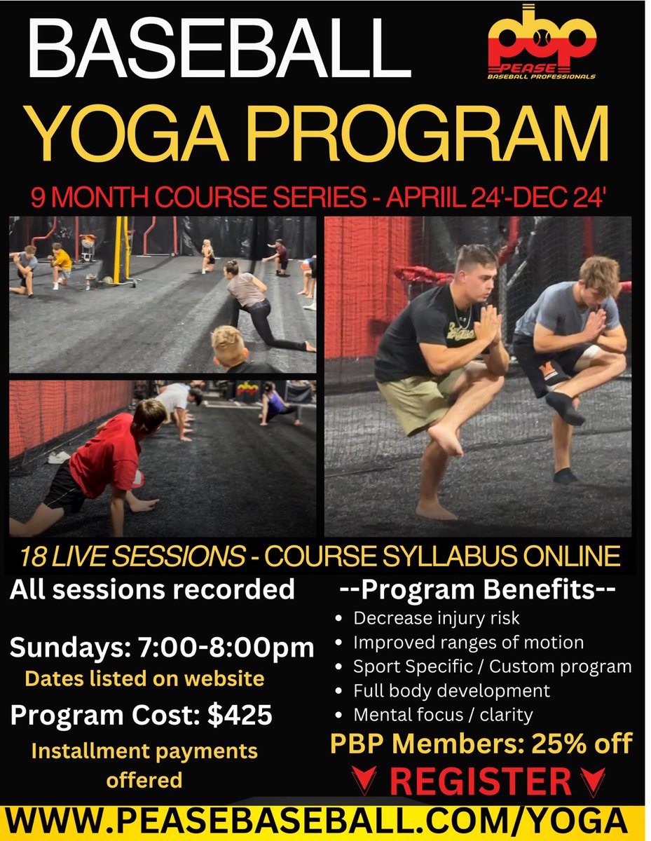 lokationnation's tweet image. Pease Baseball Professionals have meticulously crafted a customized yoga program tailored for baseball athletes, focusing on fielding, hitting, catching, and pitching postures, positions,  bio-mechanical adaptations. This unique program is the result of an extensive development…