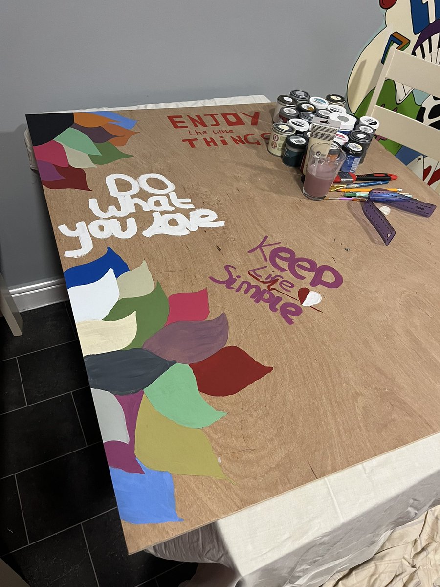 Arts day today to start half term, painting huge boards for @OurWayLeeds @TLivesAround Dewsbury Road hub, with a KFC break inbetween the hard work!