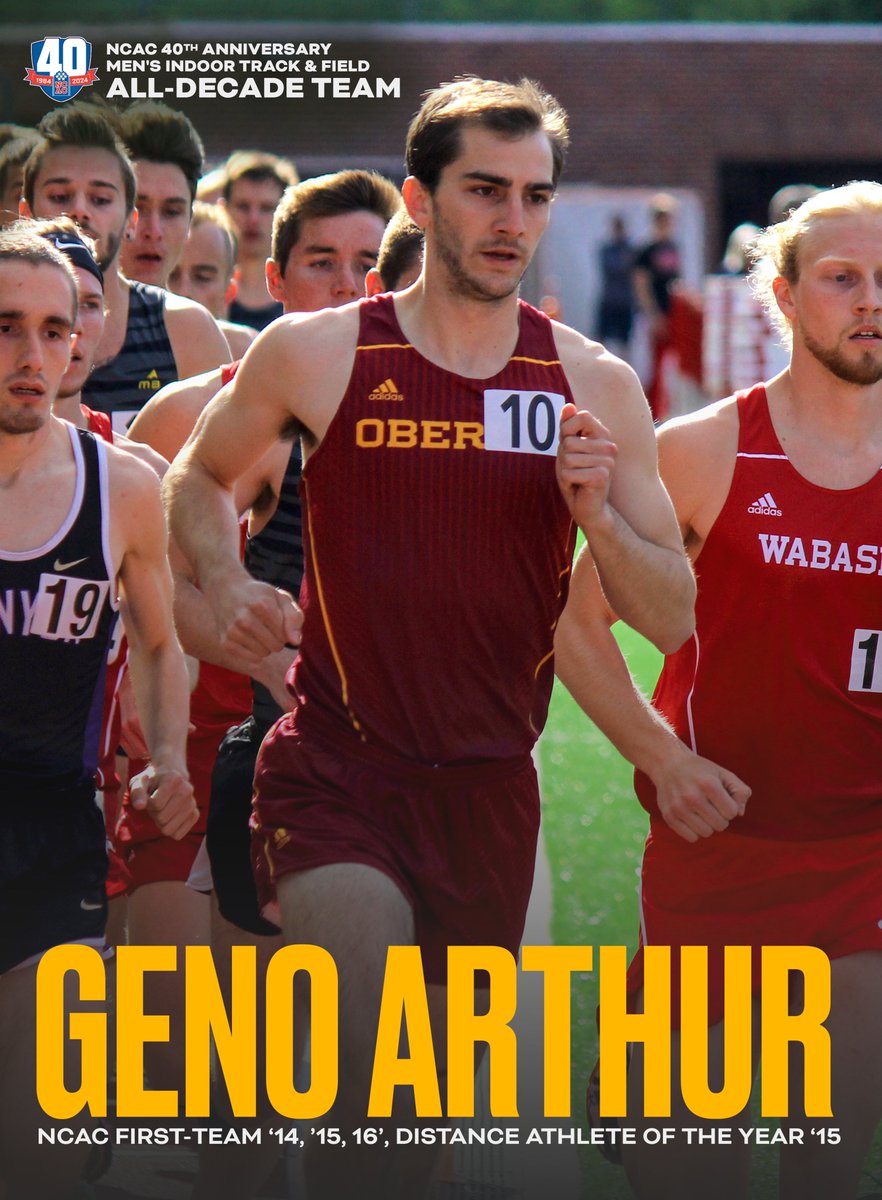 Already on the Cross Country List, Geno Arthur has been named to the @NCAC 40th Anniversary Men's Indoor Track & Field All-Decade Team #GoYeo 🗞️ goyeo.com/news/2024/2/12…