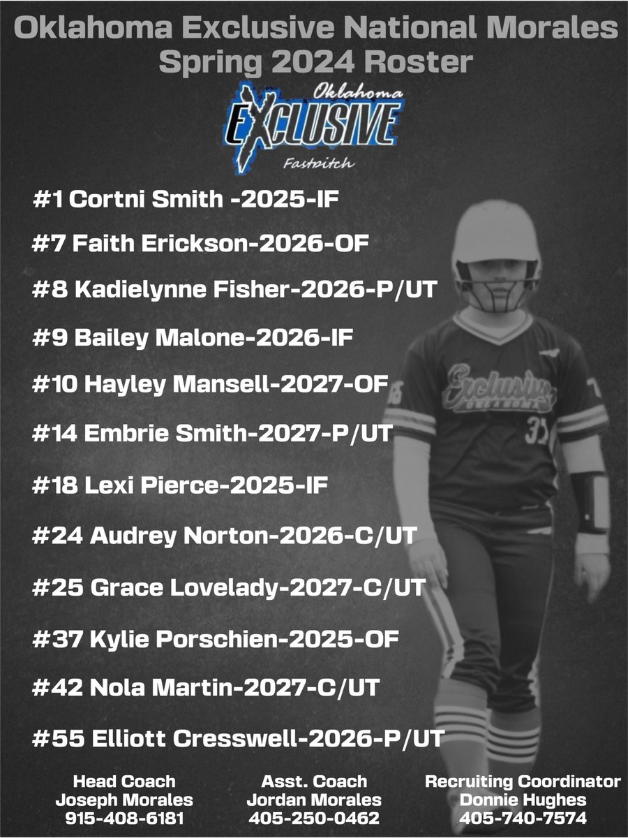 OKExclusive18u's tweet photo. 🚨 2024 Roster 🚨Stay tuned to watch this talented group of girls perform this season 🥎‼️ #Exclusive #OnAMission https://t.co/6ZzOyIZEfP