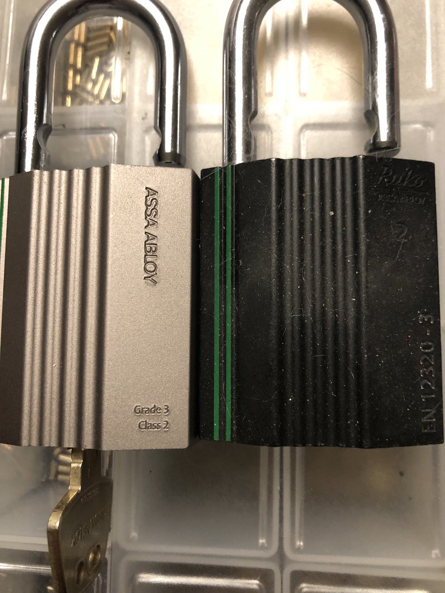 #RukoSchool #AssaAbloy My latest batch of class 2 padlocks are gray compared to the classic black. Great new look.