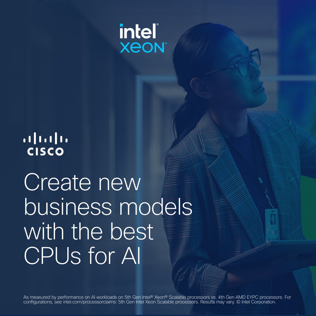 ciscoDC's tweet image. You don’t have to rip and replace your data center to accommodate AI workloads. 
Discover how to mainstream AI infrastructure with #CiscoUCS and Intel 5th and 4th generation Xeon Scalable Processors ➡️ 
cs.co/6017VoS2B 
#CiscoDCC @Intel #AIEverywhere