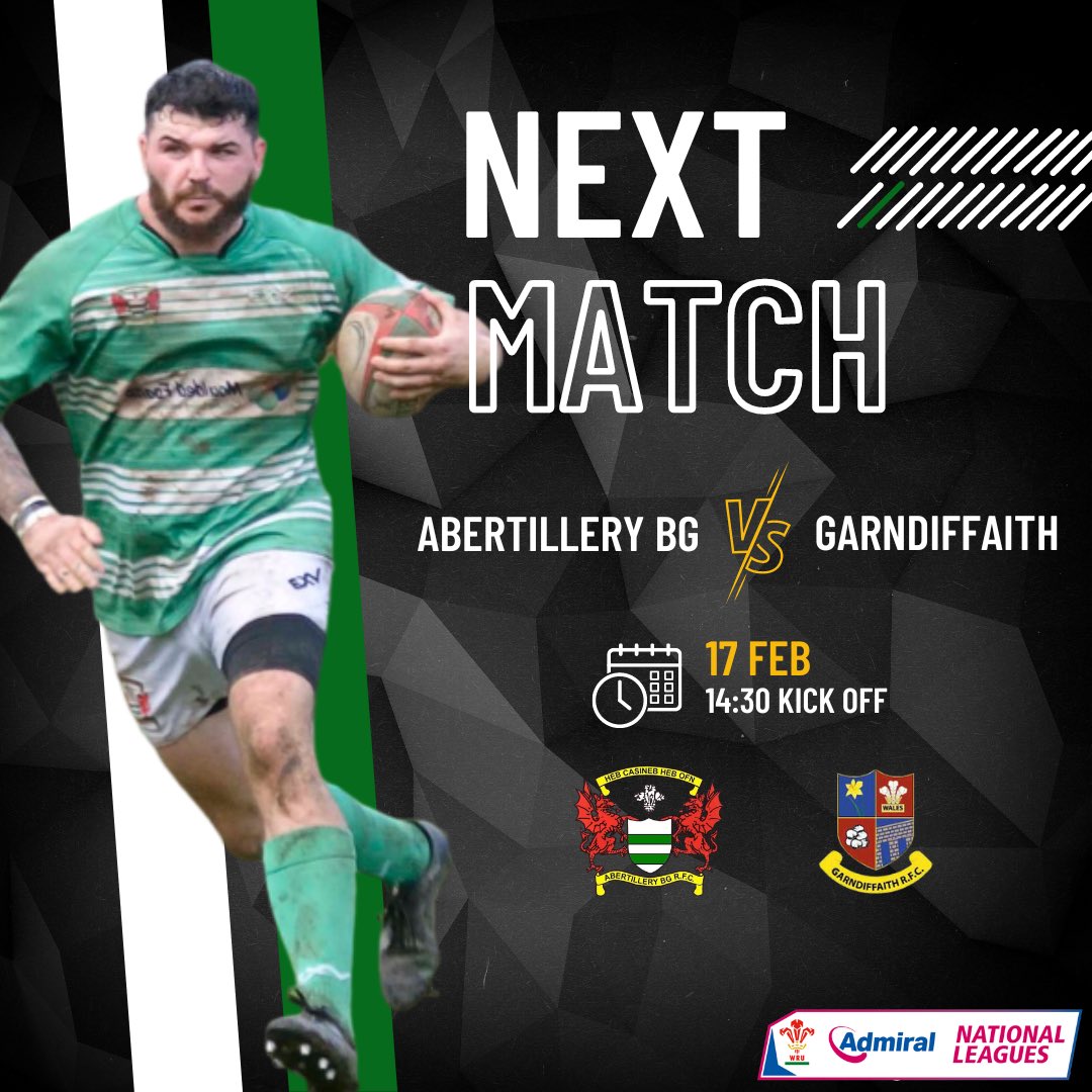 Excited to hit the field this weekend after a two-week break! Join us for what should be a thrilling return fixture against Garndiffaith at The Park!

The evening's vocal performance will be delivered by the talented Becky Winfield.

🕐 14:30 KO
📍 Abertillery Park
🍔 Munch Stop