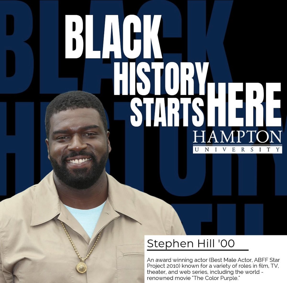 Amplifying Excellence: Introducing @StephenHillActs ,a shining example of Hampton University’s legacy in the entertainment world. Join us in celebrating his achievements! #BHMxHU #Blackhistorymonth #hutrailblazer 💙⚓️