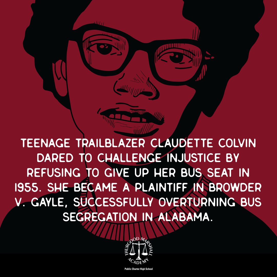 We are grateful to foster the growth of our young leaders who are showing up bravely daily thanks to trailblazers like Claudette Colvin who paved the way. #BlackHistoryMonth  #YouthMakeHistory #ClaudetteColvin #DCChartherProud #TMAWarriors