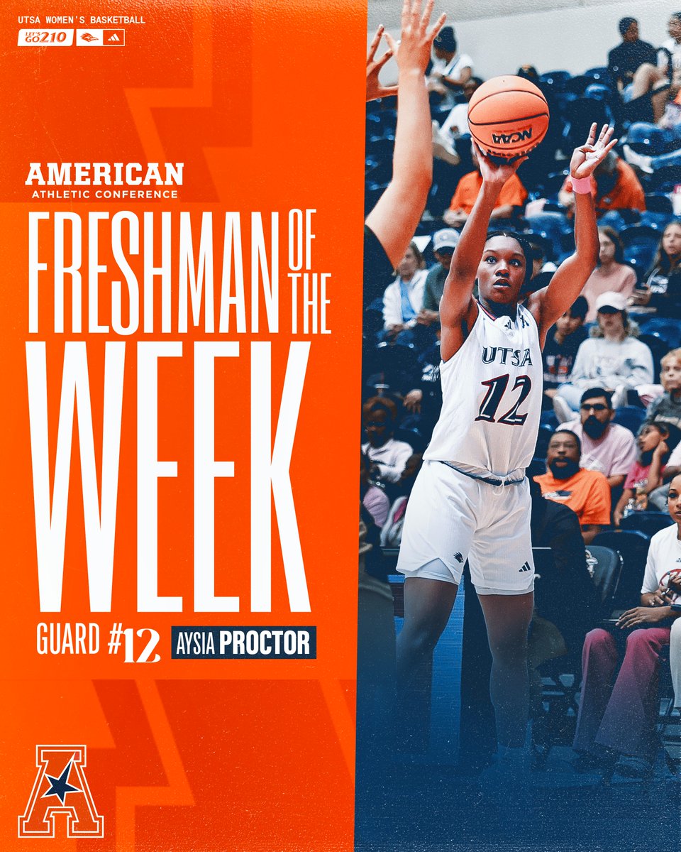Aysia Proctor was named AAC Freshman of the Week for the second time this season! 

📰Full Story: goutsa.com/news/2024/02/1…

#BirdsUp 🤙 | #LetsGo210 | #CashIn 🏀