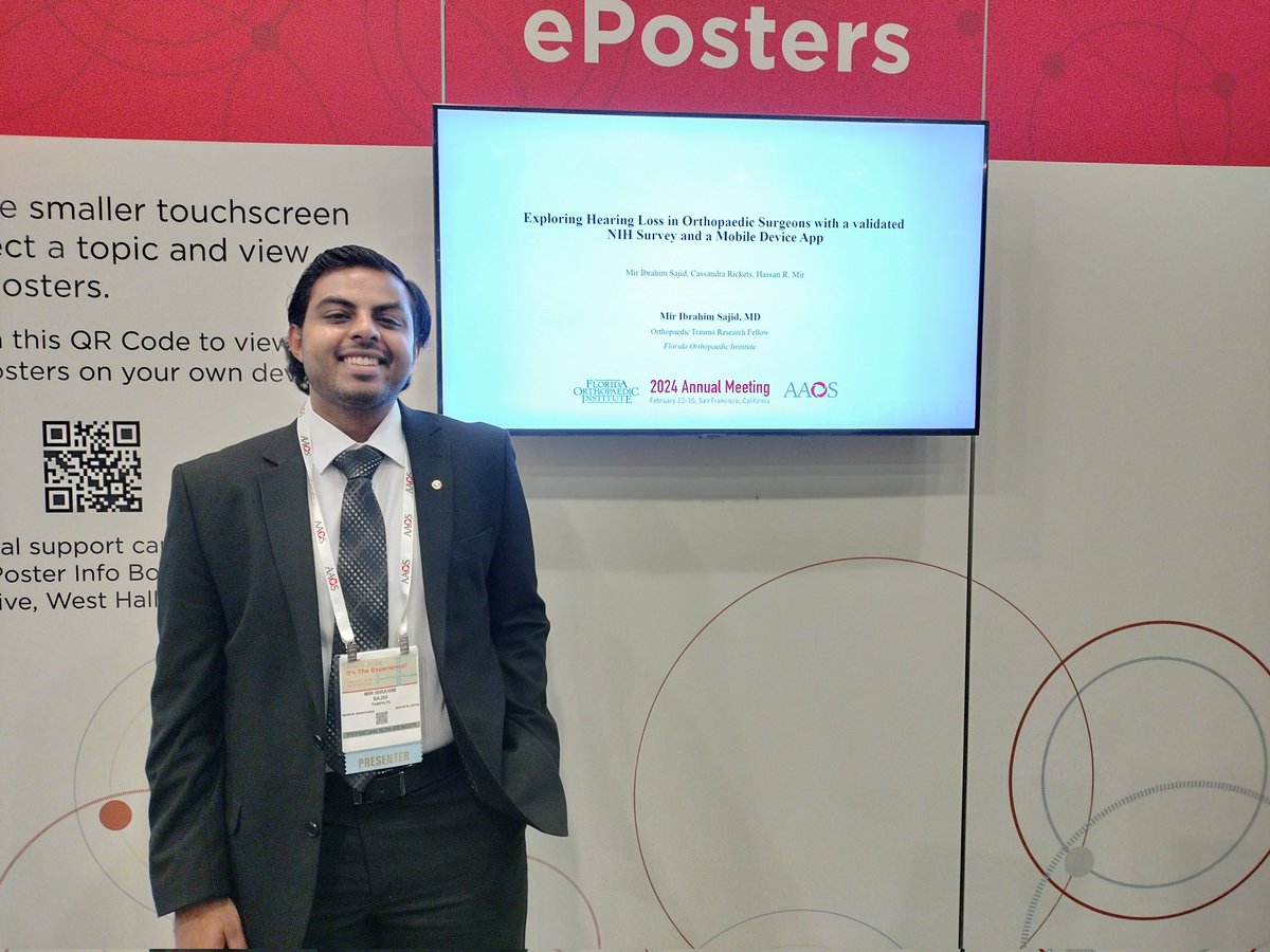 Presenting our work at #AAOS2024 1) Antibiotic powder significantly reduces risk of deep surgical site infections in open type 3 fractures, 2) Using wearable technology can help prevent noise-induced hearing loss in Orthopaedic Surgeons! Thanks for the mentorship <a href="/Hassan_Mir_MD/">Hassan Mir MD MBA</a>