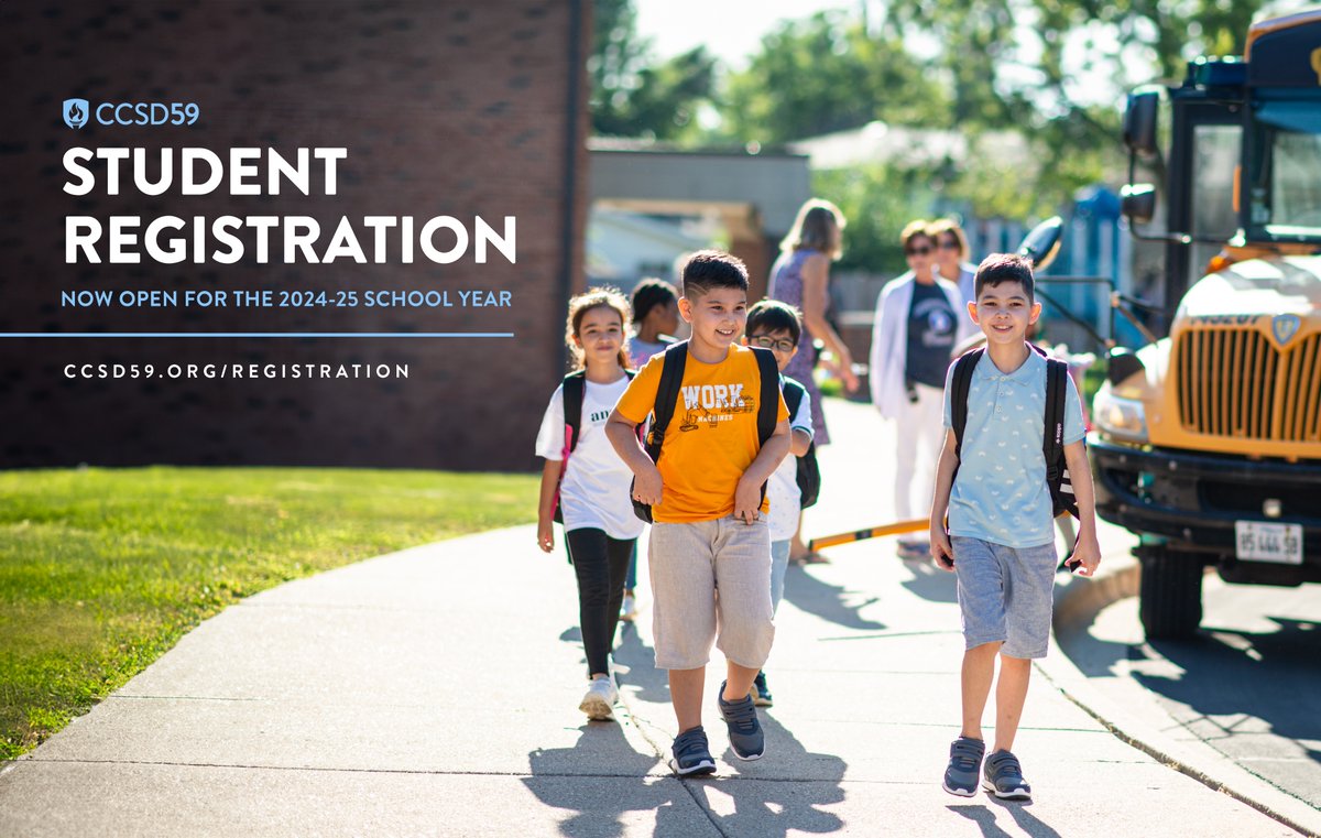 Ready to begin your learning journey with CCSD59? Kindergarten and returning student registration is now open for the 2024-25 school year! You can now enroll your student online by visiting ccsd59.org/registration. #D59Learns