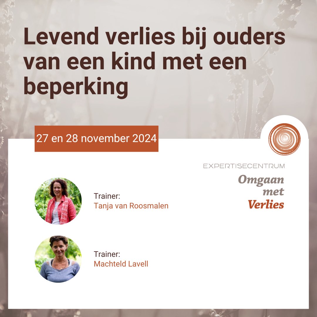 Training
Levend verlies bij ouders van een kind met een beperking ~ Navigeren door de golven van rouw 🌊 

Meer info: omgaan-met-verlies.nl/ons-aanbod/art…