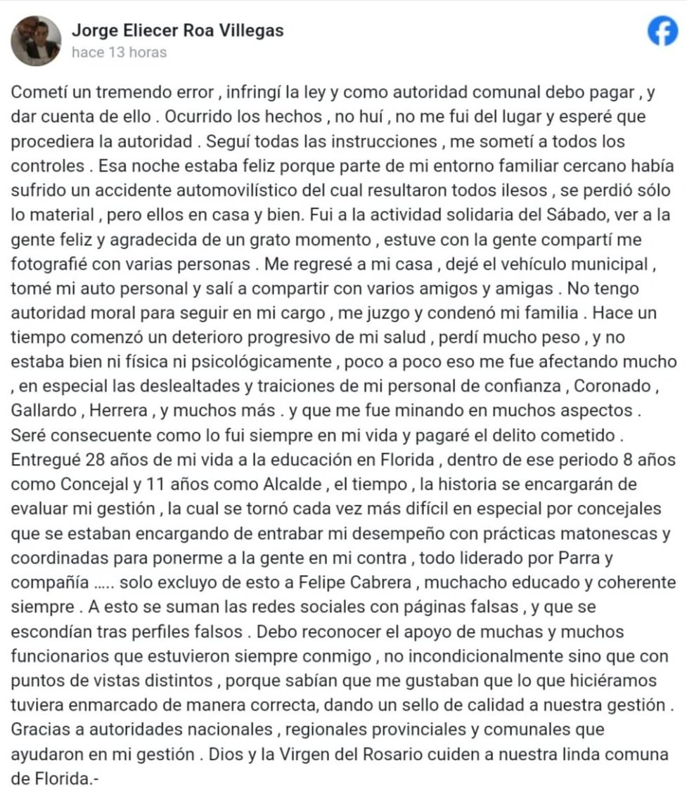 jdelrio70's tweet photo. Terrible lo del Alcalde Jorge Roa, en Florida.
El acoso debe haber sido infernal.
Ojalá encuentre la paz. https://t.co/SX2MVbFl89