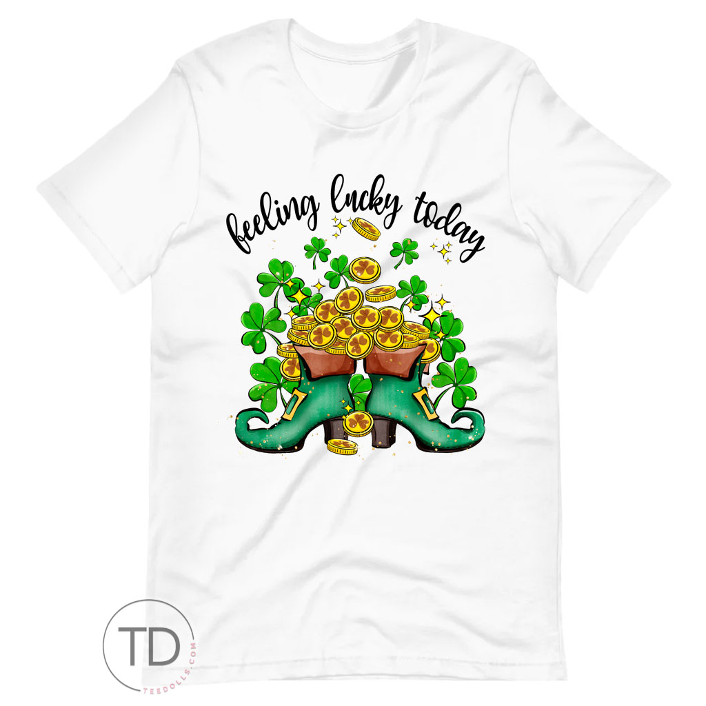 ShopTeeDolls's tweet image. ☘️ "Feeling Lucky Today" - My shirt said I should play the lottery, but my bank account said I should probably just enjoy this imaginary pot of gold on my chest. 🤷‍♂️💰👕 #Lucky #GetLuck #PotOGold #StPatricksDay #StPaddysDay