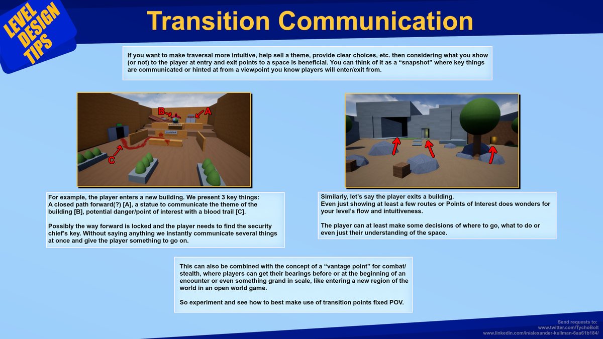 Updated the level design tips format to be cleaner and more bite sized. 
I'll be dropping several of these over the coming days, some more advanced than others. 

Feel free to make requests.