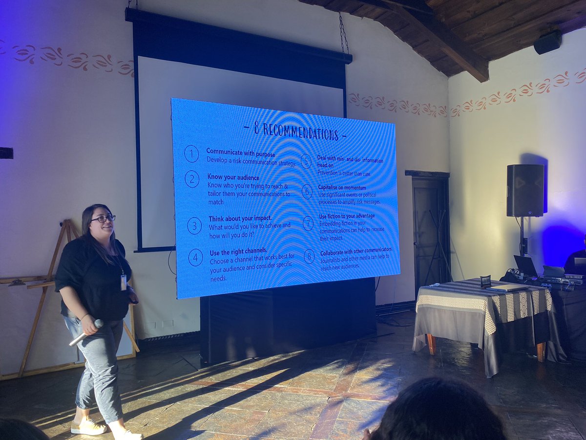 Super presentation by <a href="/laramani14/">Lara Mani</a> from <a href="/CSERCambridge/">Centre for the Study of Existential Risk</a> bringing the knowledge of numerous &amp; diverse hazards to provide 8 key recommendations to enhance volcanic risk communication <a href="/COVolcanoes12/">Cities on Volcanoes 12</a> <a href="/IAVCEI_official/">IAVCEI</a> - here’s the summary of the 8!