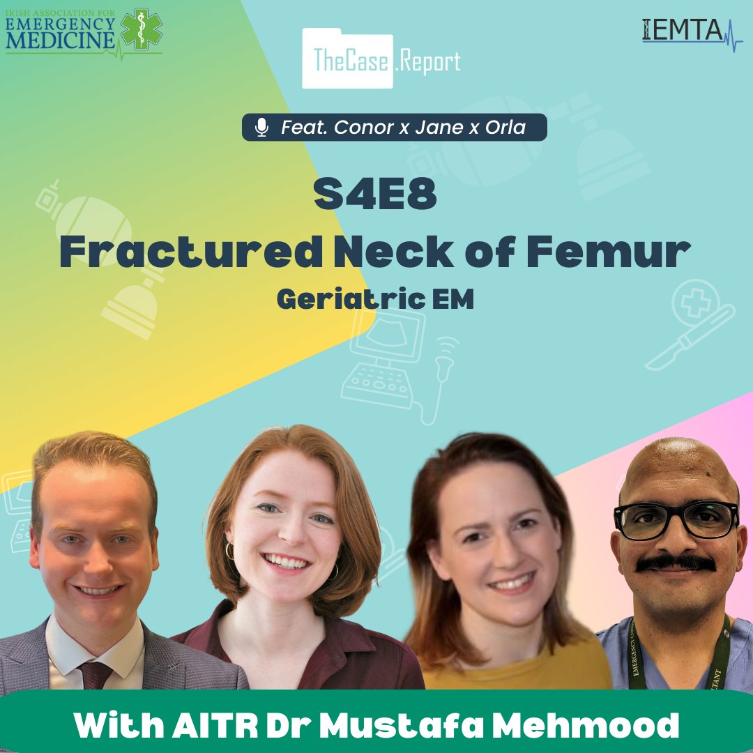 📷S4E8 is live📷

This month the team are tackling neck of femur fractures!

The fantastic Dr Mustafa Mehmood is our AITR this month, who reviews our case and talks pearls and pitfalls of NOFs🦴 

Listen in wherever you get your podcasts
thecase.report/episodes/nof

#GEM #NOF #FOAMed